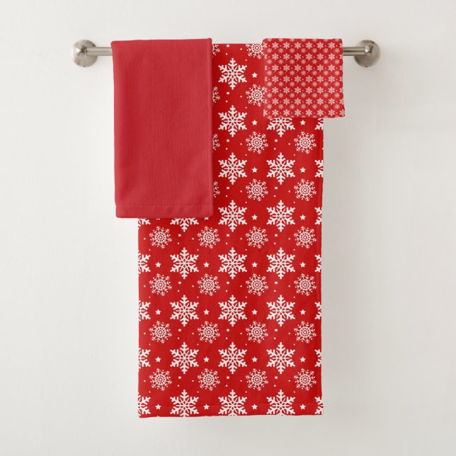 Conjunto de Toalhas Bath Red Snowflake (Insitu)