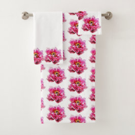 Conjunto De Toalhas Bath Towel Pink Peonies