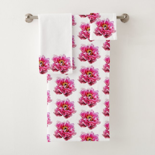 Conjunto De Toalhas Bath Towel Pink Peonies (Insitu)