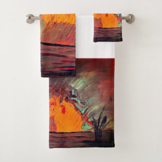 Conjunto De Toalhas Bath Towel Set "Orange Burst Lake"