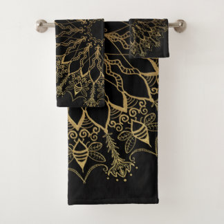 Conjunto De Toalhas Bath Towel Set - Ouro Bee Mandala