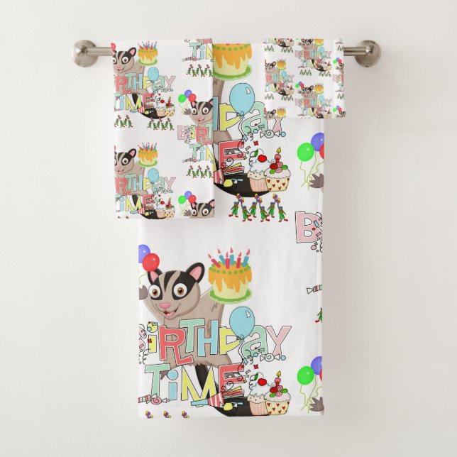 Conjunto De Toalhas Bath Towel Sets, Feliz Bolo de Posum de Aniversári (Insitu)