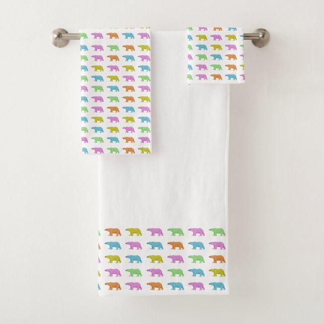 Conjunto De Toalhas Bathroom Towel Set - Polar Bear Pattern (Insitu)