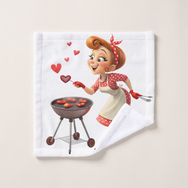 Conjunto De Toalhas Bathroom Towel Sets Valentine's Day Cooking Hearts (Pano de lavar)