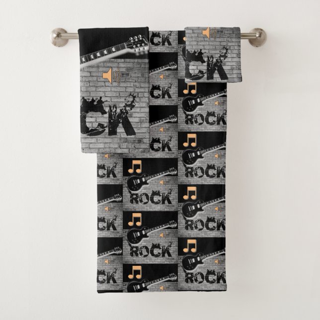Conjunto De Toalhas Bathroom Towers Sets Rock Music (Insitu)