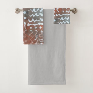 Conjunto De Toalhas Batik Dye Blue Cinza Circle Boho Bath Totod