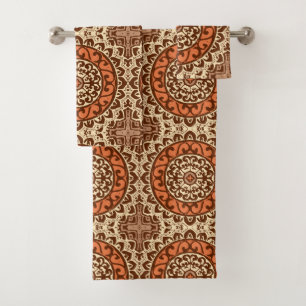 Conjunto De Toalhas Batik, oxidação & Brown do sudoeste da mandala d