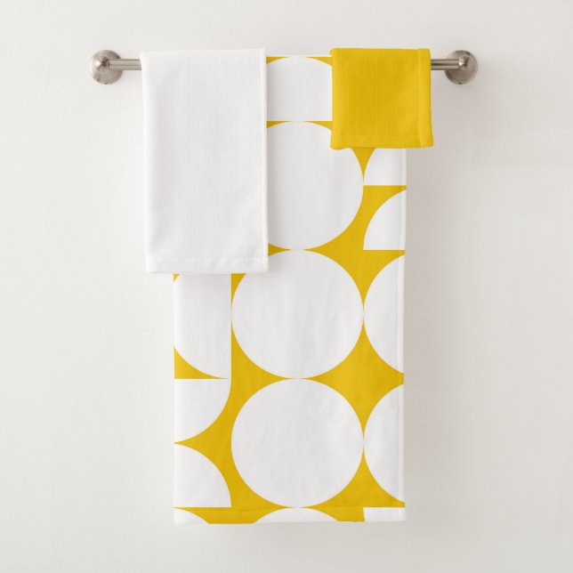 Conjunto De Toalhas Bauhaus Geométrico Amarelo e Branco (Insitu)