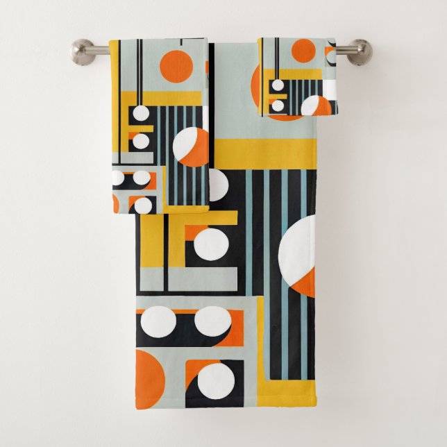 Conjunto De Toalhas Bauhaus Geométrico Design 01 Perfeito Para (Insitu)