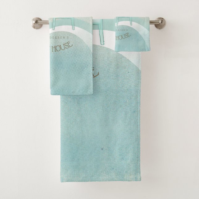 Conjunto De Toalhas Beach House Adirondack Chairs Aqua Blue ID623 (Insitu)