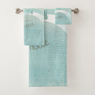 Conjunto De Toalhas Beach House Anchor Náutico e Corda Aqua ID623