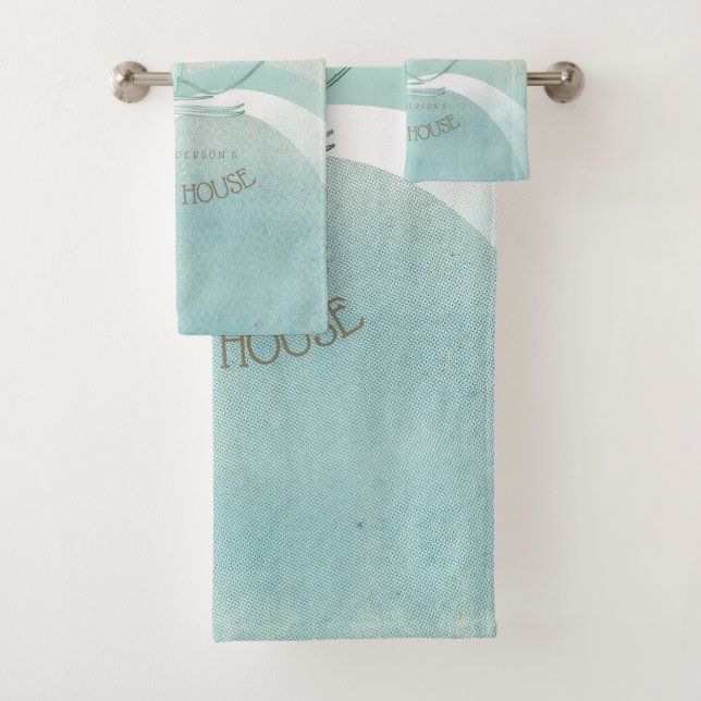 Conjunto De Toalhas Beach House Pescador náutico Aqua Blue ID623 (Insitu)