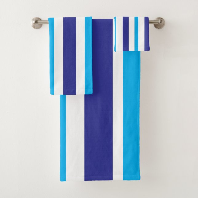 Conjunto De Toalhas Beachy Blue White Stripes (Insitu)