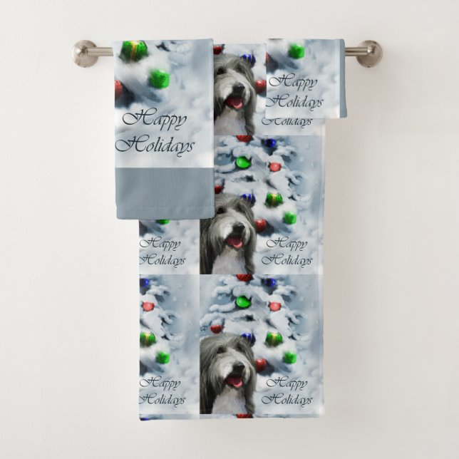Conjunto De Toalhas Bearded Collie Christmas (Insitu)