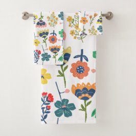 Conjunto De Toalhas Beautiful lovely floral Cute colors Pink Yellow  