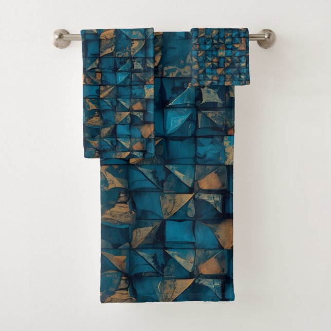 Conjunto De Toalhas Beautiful Patchwork "Look" in Dark Teal (Insitu)