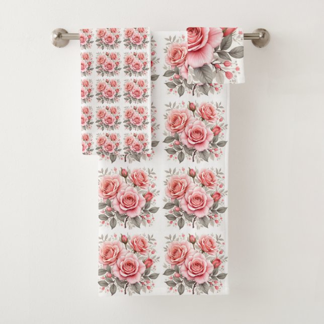 Conjunto De Toalhas Beautiful Pink Roses Luxury Popular Collection (Insitu)