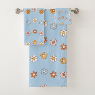 Conjunto De Toalhas bebê azul e amarelo padrão floral