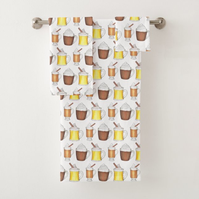 Conjunto De Toalhas Bebidas Feriadas De Inverno Eggnog Rum De Cacau Qu (Insitu)