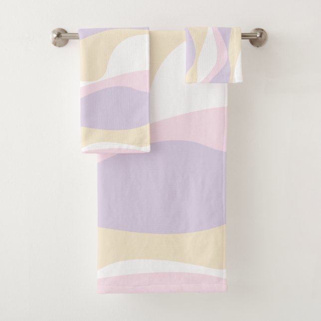 Conjunto De Toalhas Bei e Fluxo 4 - Rosa Pastel, Amarelo e Roxo (Insitu)