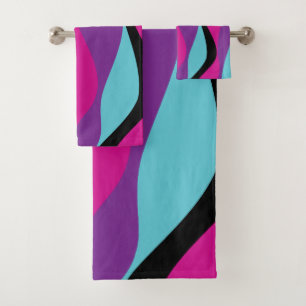 Conjunto De Toalhas Bei e Fluxo 4 - Rosa, Púrpura, Azul e Preto
