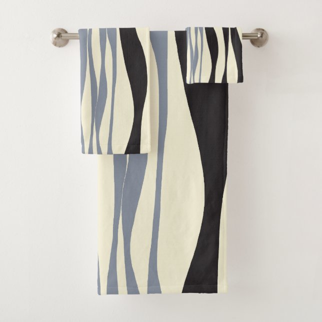 Conjunto De Toalhas Bei e Fluxo a Preto, Cinza e Creme (Insitu)