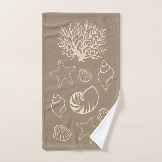 Conjunto De Toalhas Beige Nautical Seashells Bath Towel Set (Toalha de mão)