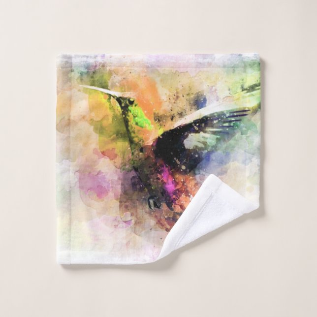 Conjunto De Toalhas Beija-flor aquarela  (Pano de lavar)