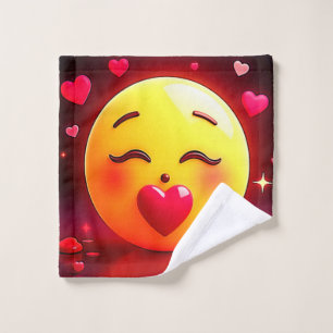Conjunto De Toalhas Beijar Emoji Soprando Corações