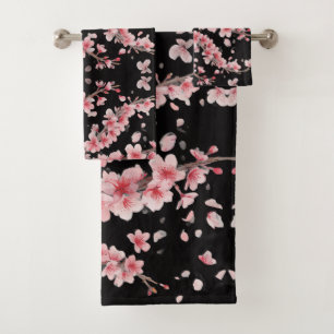 Conjunto De Toalhas Beijo de Cerejeira Japonesa Rosa Branco