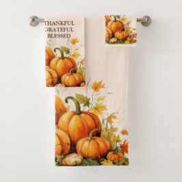 Conjunto De Toalhas Bela Aquarela Pumpkin Agradável Bênção