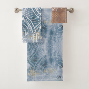 Conjunto De Toalhas Bela arte, azul-marrom, industrial, cobre