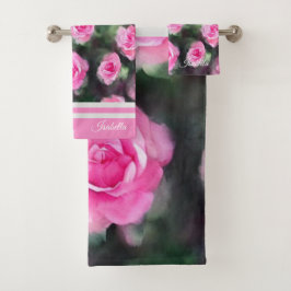 Conjunto De Toalhas Bela Coleção de Rosas Rosa-Rosa de Tendência de Aq