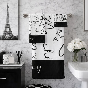Conjunto De Toalhas Bela Paris em Preto e Branco