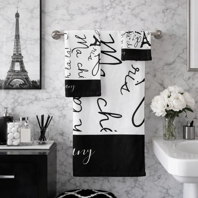 Conjunto De Toalhas Bela Paris em Preto e Branco (Criador carregado)