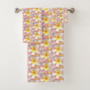 Conjunto De Toalhas Belas Flores Frangipani Plumeria Pastel