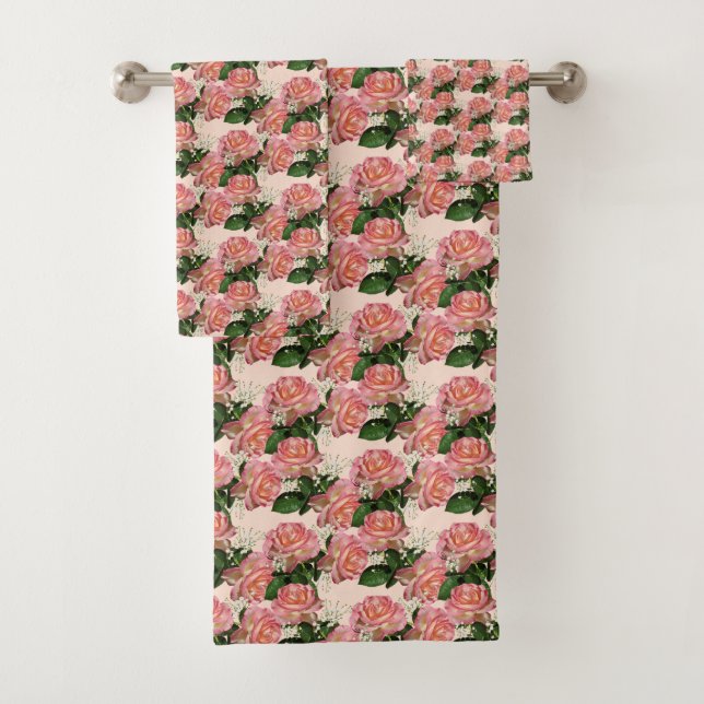 Conjunto De Toalhas Belas Flores Rosa (Insitu)