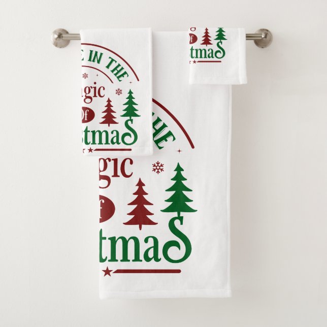 Conjunto De Toalhas Believe In the Magic of Christmas White (Insitu)