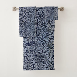 Conjunto De Toalhas Belo Blue Vintage Patternos Florais de Aves