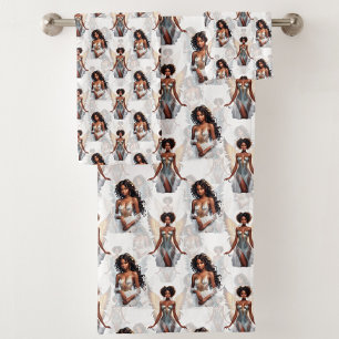 Conjunto De Toalhas Belo design de padrão de anjos meninas negras