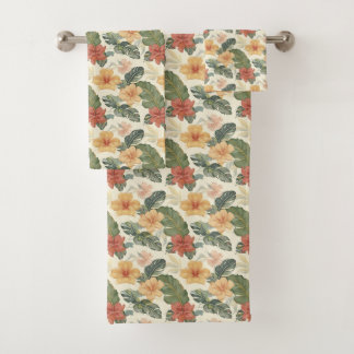 Conjunto De Toalhas Belo Estilo Vintage Padrão Floral Tropical