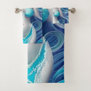 Conjunto De Toalhas Belo Gráfico de Sereia Azul