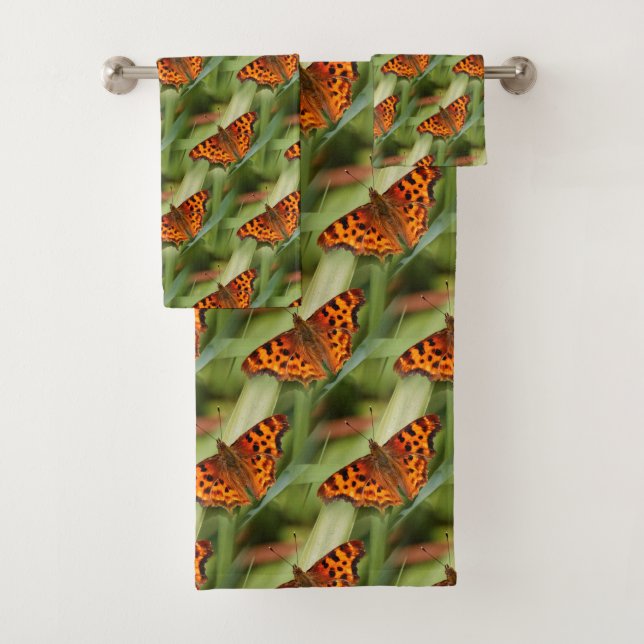 Conjunto De Toalhas Belo Laranja Satyr Comma Butterflies (Insitu)