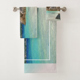 Conjunto De Toalhas Belo Mar Tropical com uma praia Rocky