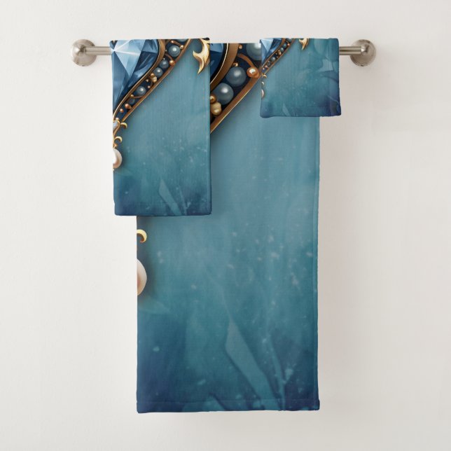 Conjunto De Toalhas Belo nobre coração azul. (Insitu)