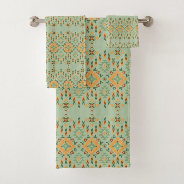 Conjunto De Toalhas Belo padrão africano Knit (Insitu)