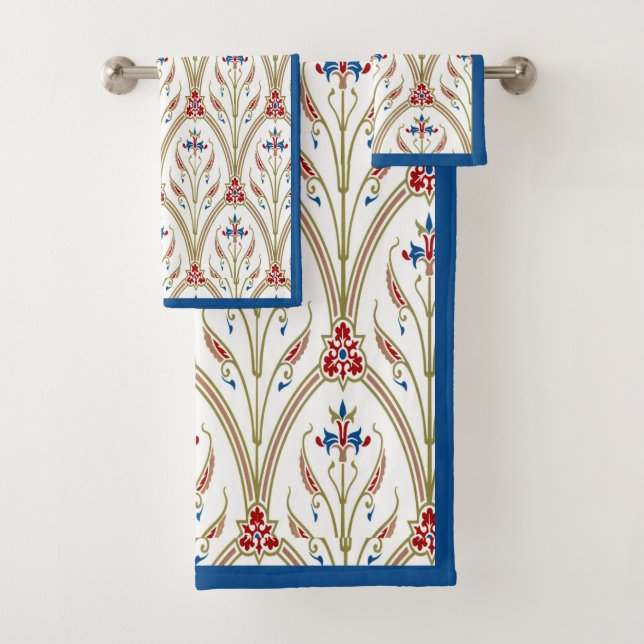 Conjunto De Toalhas Belo padrão floral de arco grego (Insitu)