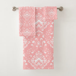 Conjunto De Toalhas Belo padrão floral rosa e branco