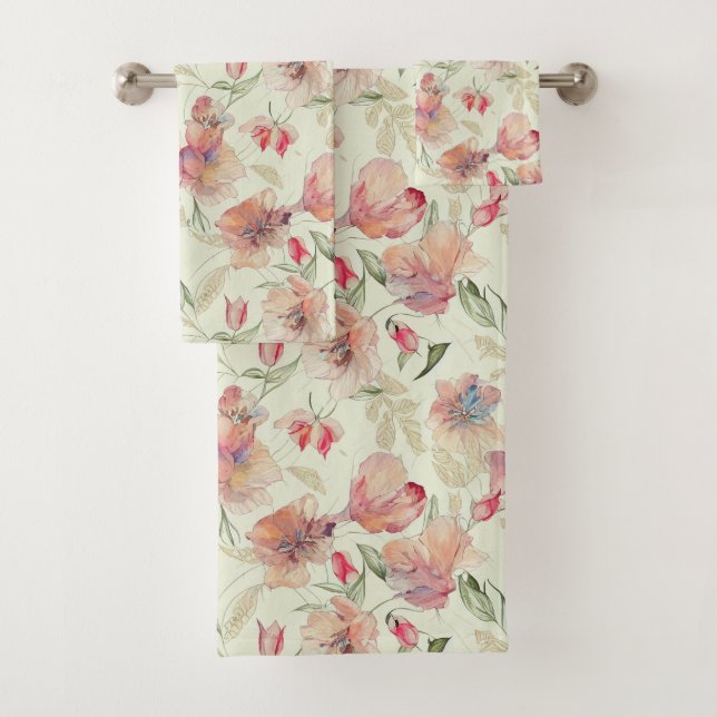 Conjunto De Toalhas Belo Peach Floral (Insitu)
