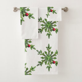 Conjunto De Toalhas Belo Snowy Pine Snowflake Natal